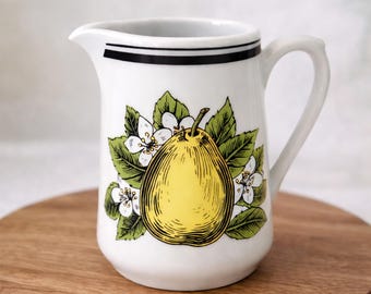 Vintage French Porcelain Creamer – Jacques Lobjoy Fruit Design Milk Jug 3"