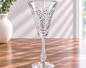 Vintage Weston Glass Water Goblet WGL68, Hand-Cut Floral Glass, Twisted Stem, West Virginia Glassware, Replacement Goblet