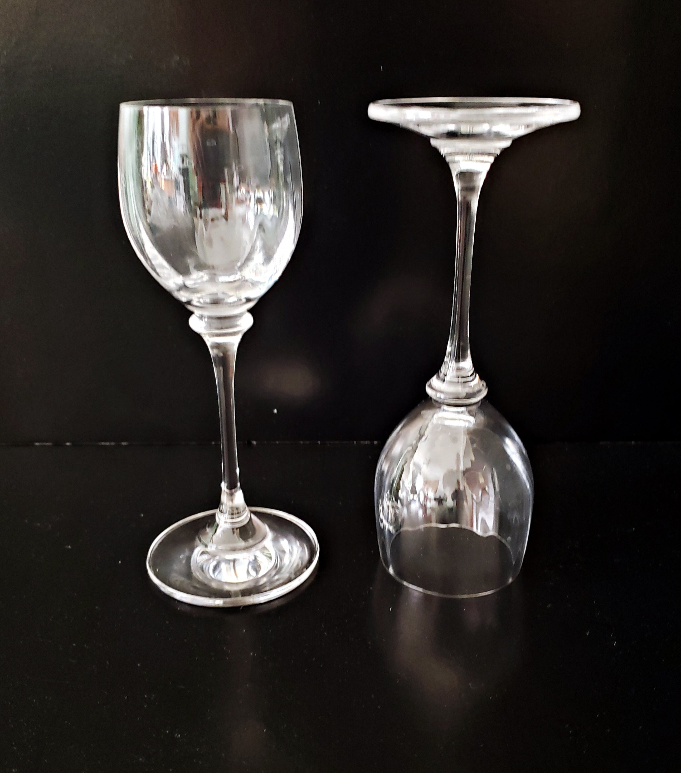 Pair of MIKASA STEPHANIE Pattern Cordial Glasses, Blown Glass, Ribbed Optic Bowl, Elegant
