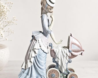 Retired Lladró Baby's Outing #4938 Porcelain Figurine | Salvador Debón | Mother & Baby Stroller | Made in Spain