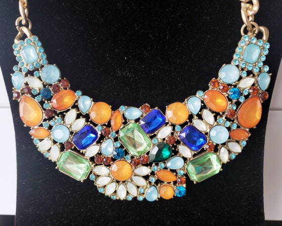 Vintage Statement Solid Bib Necklace – Multicolor… - image 4