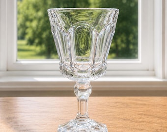 Vintage Fostoria Virginia Clear Pattern  Wine Goblet  — Elegant Heavy Pressed Glass circa mid 80s.