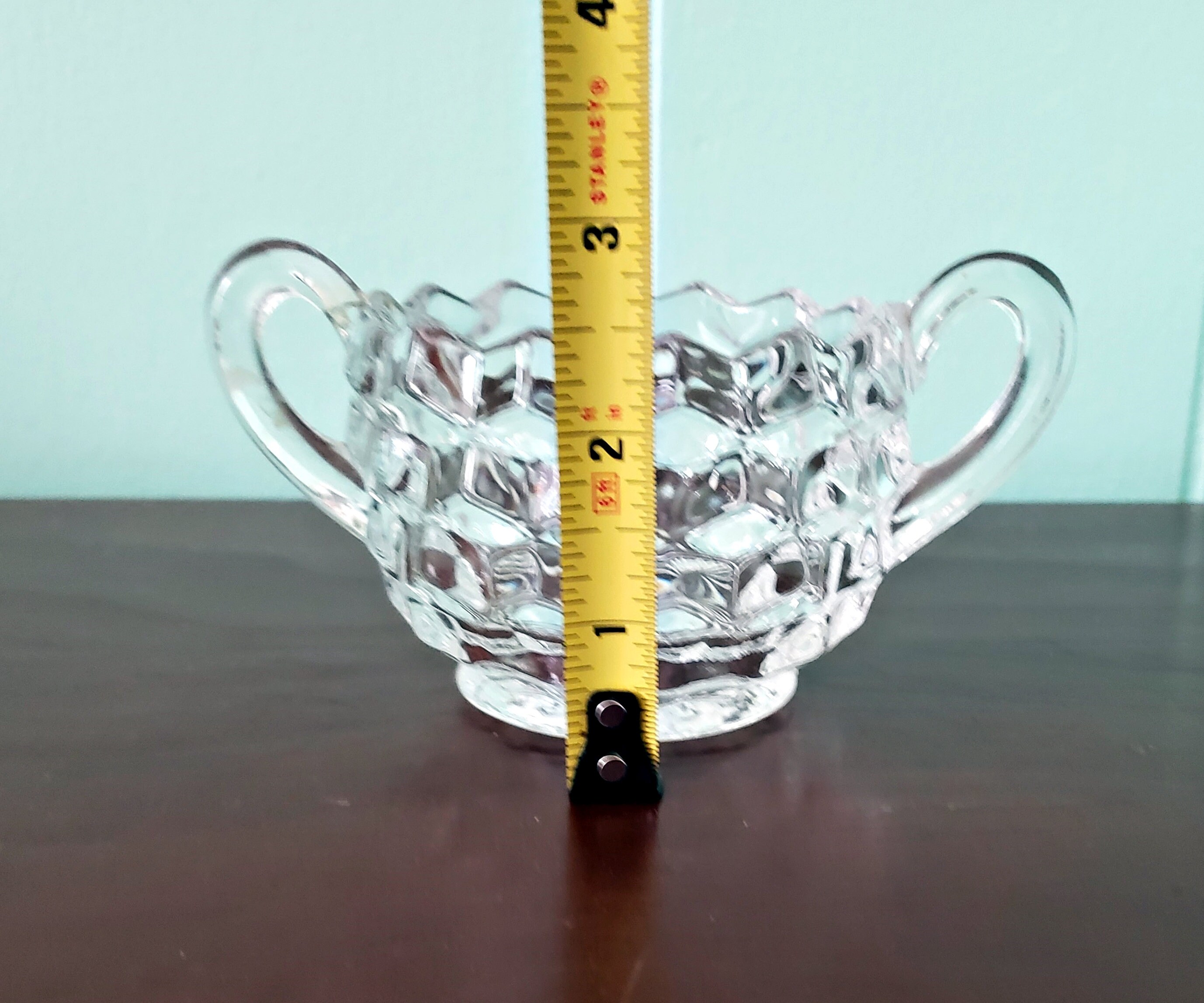 FOSTORIA AMERICAN CLEAR Open Sugar Bowl, Replacement Glassware, Cubist