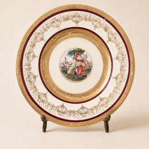 Vintage La Petite China Bread-and-Butter Plate, Mythological Nymph Scene, 22K Gold Trim, Made in Japan