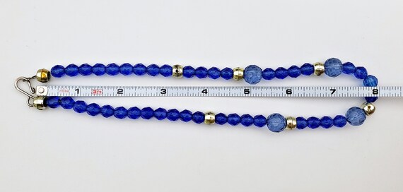 Beaded Vintage Necklace, Faceted Deep Blue Plasti… - image 7