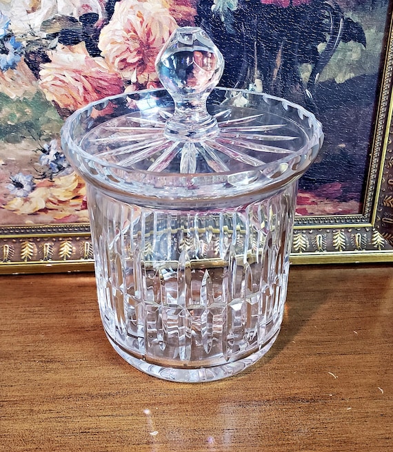 Hungarian Lead Crystal Cookie Jar With Lid: Vertical Cut Design - Etsy