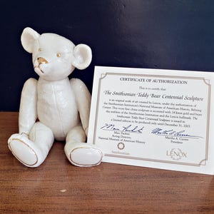 Lenox Smithsonian Centennial Teddy Bear – Lenox Porcelain Premier Issue Classic Ivory Collection  Limited Edition with  Certificate