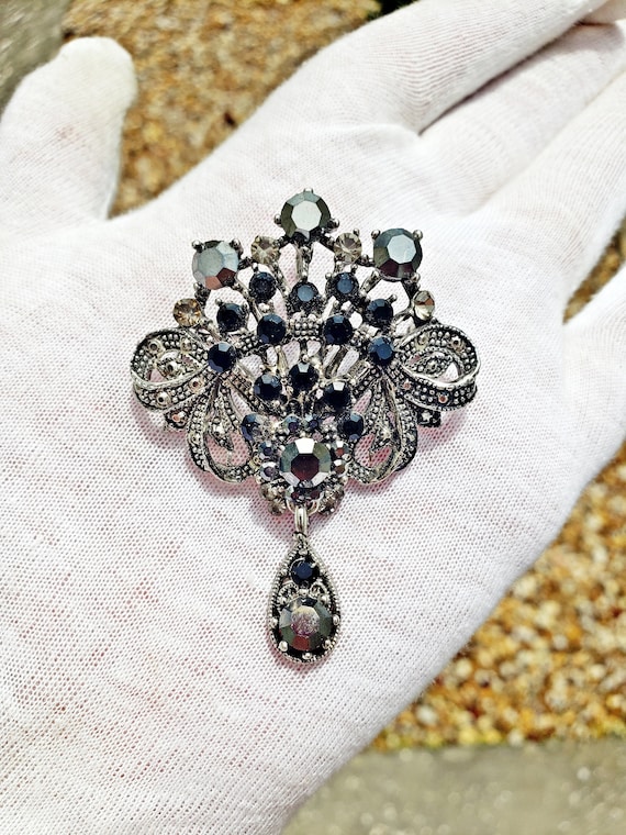 Vintage Brooch or Pendant, Marcasite Aged-Silver t