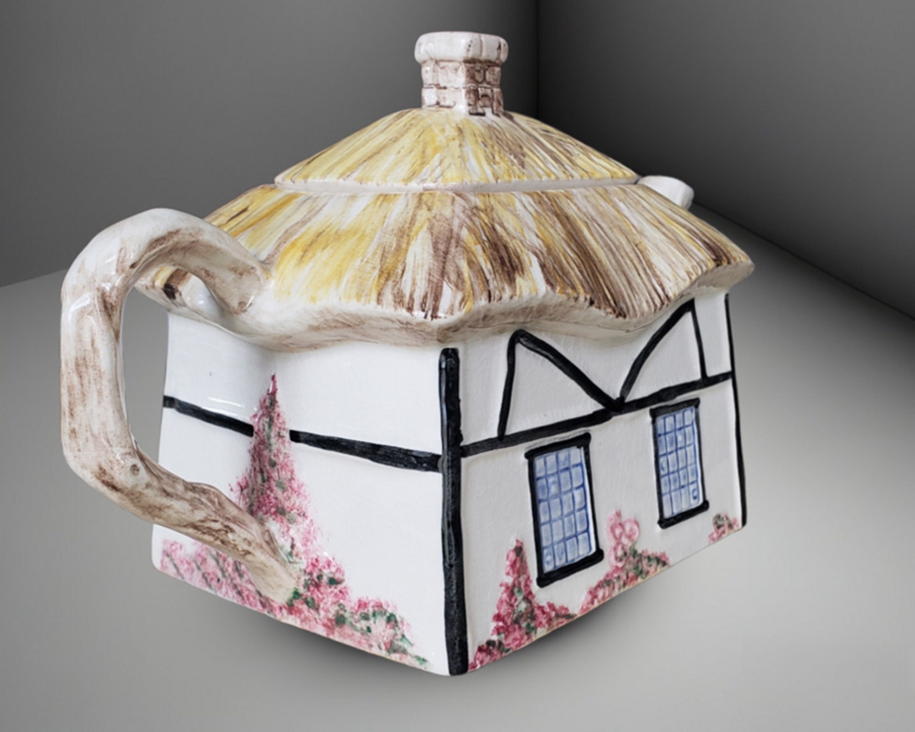 Collectible Ceramic Vintage TEAPOT Traditional English Cottage by SYLVA