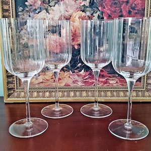 LUIGI BORMIOLI  Wine Glasses, Set of 4, BACH Line, Optic Paneled Glass, Vintage  Barware Collection, Glass wedding Anniversary gift
