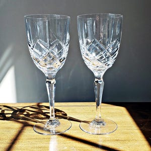 Pair of Waterford Crystal Water Goblets - Discontinued Chelsea Cut pattern Marquise Collection - Wedding Toast Glasses - Anniversary gift