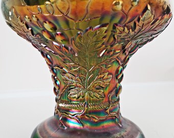 Vintage Northwood Grape & Cable Carnival Glass Vase / Punch Bowl