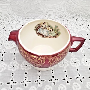 Vintage Sebring Keramik Milchkännchen • Cerenade Burgund & 22K Gold • Koloniale Frauen-Szene • 1930er Jahre