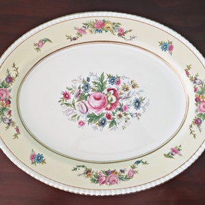 14&quot; Oval Serving Platter Hampton Court pattern by SIMPSONS POTTERS, circa 1950s, Vintage English Semi-Porcelain, Earthenware Platter