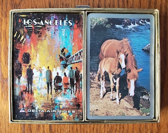 Vintage Collectible Playing Cards  CONGRESS Co   Two Decks Set  Horse with Foal and Los Angeles Delta Air Lines Series