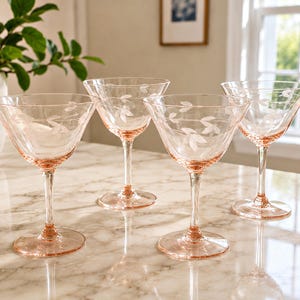 Vintage 1930's Pink Stemware - Etsy