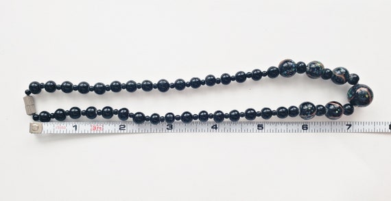 Vintage Black Glass Hand-Painted Beads Chocker Ne… - image 9
