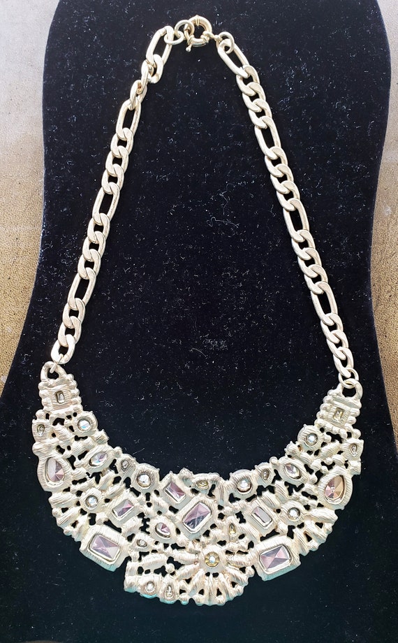 Vintage Statement Solid Bib Necklace – Multicolor… - image 3