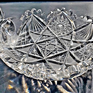 American Brilliant Period Cut Crystal Nappy - Dione Pattern, Ohio Cut Glass Co. Circa 1905 - Collectible Glass - Crystal Dish with Handle