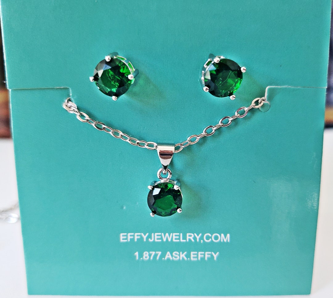 Effy Stud Earrings and Pendant With Chain Set, Round Crystal of