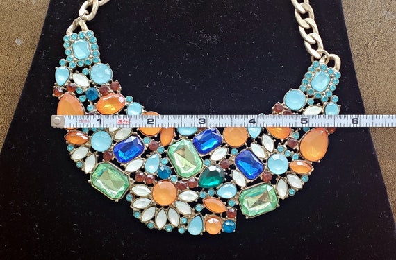 Vintage Statement Solid Bib Necklace – Multicolor… - image 5