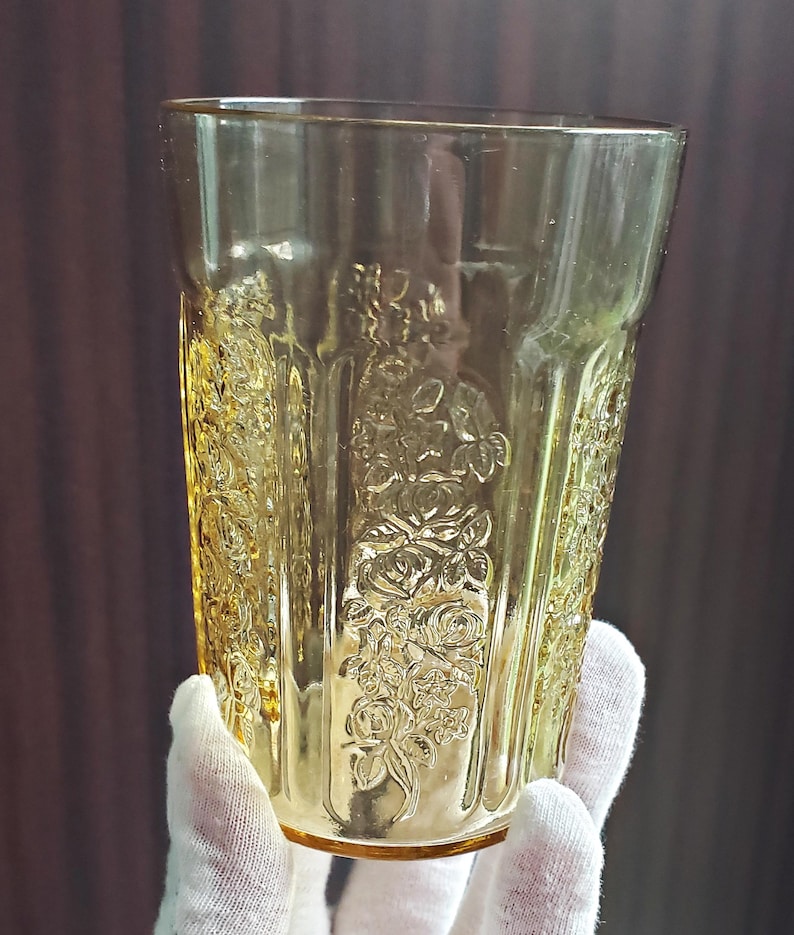 Vintage Amber / Yellow Depression Glass Thin Tumbler 1935-1939 Federal ...