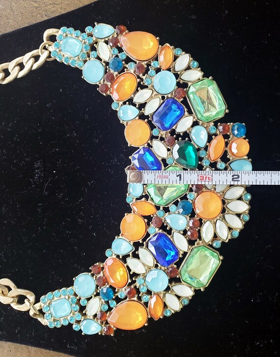 Vintage Statement Solid Bib Necklace – Multicolor… - image 6