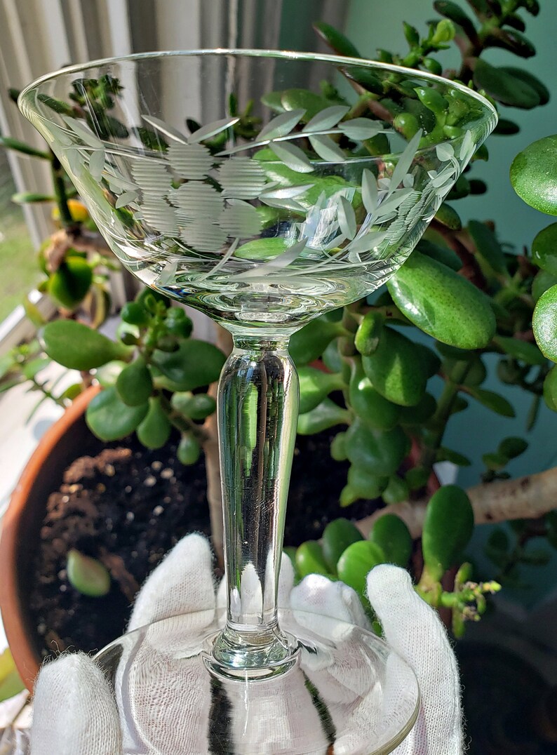 Vintage Liquor Cocktail Glasses, Set of 2, Graycut Handblown Elegant