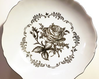 Alboth Kaiser West Germany Porcelain, Hand-painted Gold / Platinum Rose Pattern Plate, AK Collectible Plate, Little Gift idea