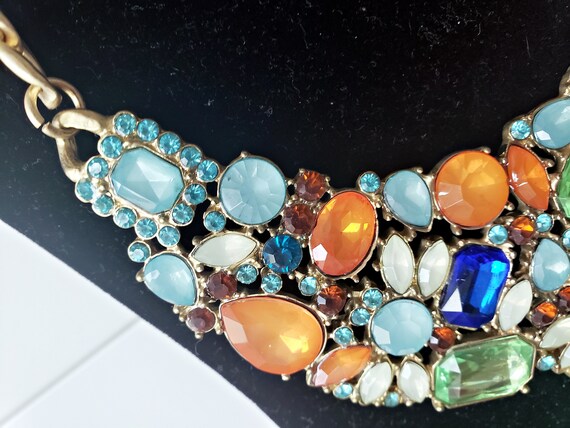Vintage Statement Solid Bib Necklace – Multicolor… - image 8