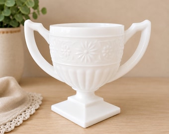 Vintage Indiana Milk Glass  | Daisy  Open Sugar Bowl with Handles |  | Mid Century Farmhouse Collectible Decor