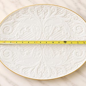 Vintage Lenox ovale ovale Servierplatte / Servierplatte von Lenox: 16 ""Elfenbein Porzellan mit Goldrand" Bild 5