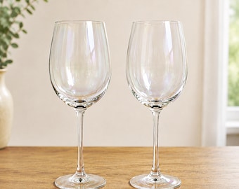 Vintage Iridescent Glass Wine Goblets, Set of 2, Optic Drape, 9.5 Inch