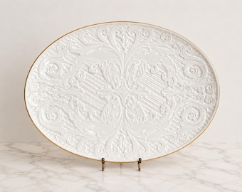 Vintage Lenox Dolphin Oval Platter: 16" Ivory Porcelain with Gold Trim – Discontinued 1980s
