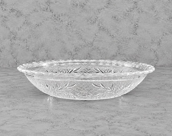 Vintage Anchor Hocking "Sandwich Clear" Oval Pressed Glass Bowl | Mid-Century Modern Serving Dish | Collectible Glassware