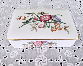 WEDGEWOOD CHARNWOOD Pattern, Vintage English Fine Bone China, Cigarette Box with Lid, Trinket Box, Jewelry Box, Collectible, Gift idea