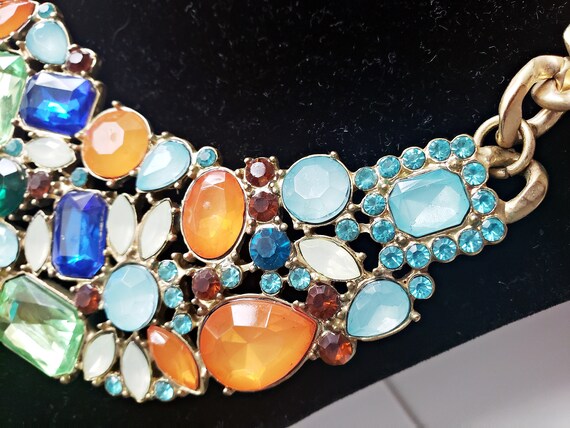 Vintage Statement Solid Bib Necklace – Multicolor… - image 9