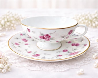 Taza y platillo Rosenthal 3630 vintage • Porcelana alemana con diseño de flores rosas • Juego de té de colección