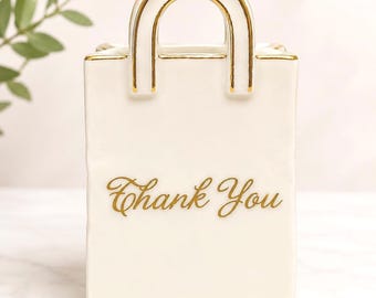 Vintage Lenox Porcelain Miniature Gift Bag Figurine | Thank You Gift | Small Porcelain Keepsake | Lenox Decor