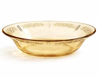 Vintage Yellow Depression Glass Oval Bowl – Sharon / Cabbage Rose Pattern (1935–1939)