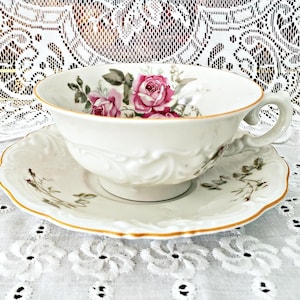 KPM Porcelain Teacup & Saucer - Royal Ivory Collection - Vintage German China circa 1930s - unique gift idea