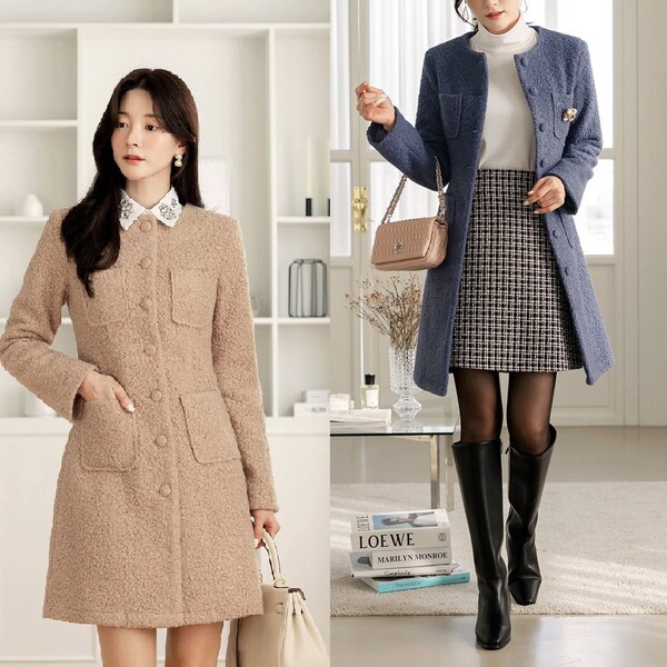 Elegant Warm Mini Coat Dress | Korean Style Formal Dress (CLD0383)