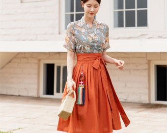 Korean Modern Hanbok Dress Set For Women | Korea Traditional Style Midi Wedding Party Dress Skirt (CLHD0046)
