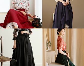 Jupe hanbok moderne coréenne pour femme | Jupe cache-cœur midi style traditionnel coréen pour agencement de robe (CLHS0002)