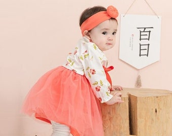 Girl's Hanbok Dress For Dohl & 100 Day | Baby Daily Cotton Hanbok Set From 0-7 Years (LTHG0001)