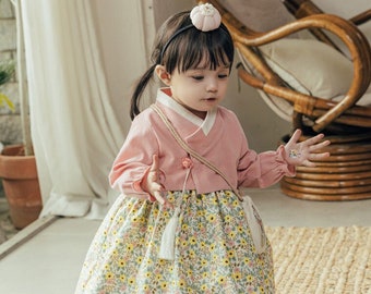 Vestido Hanbok para niña para eventos especiales/Hanbok de algodón diario para niños de 0 a 7 años/Dohl y 100 días y año nuevo (LTHG0007)