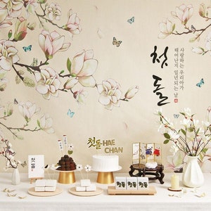 Dohl & 100 Days Table Set For Sale | 목련화 Magnolia Korean Traditional 1st Birthday Cerebration Party Table (PB00002)