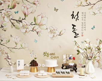 Dohl & 100 Days Table Set For Sale | 목련화 Magnolia Korean Traditional 1st Birthday Cerebration Party Table (PB00002)