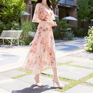 Korean floral maxi dress hotsell