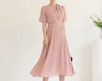 Elegant Formal Chiffon Dress | Korean Style Party Dress (CLD0130)